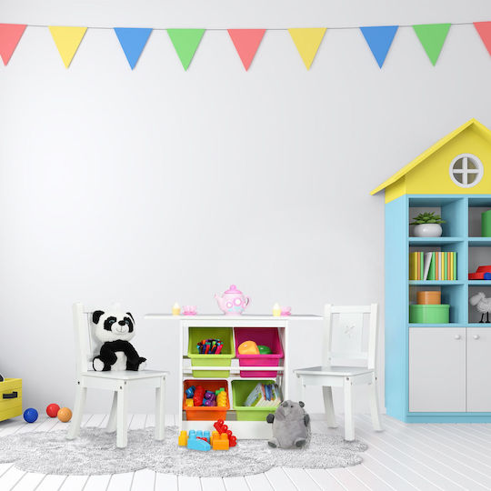 Set Masă Pentru Copii cu Scaune Alb Relaxdays