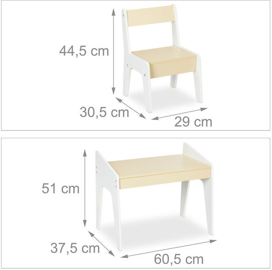 Set Masă pentru Copii cu Scaune Bej Relaxdays