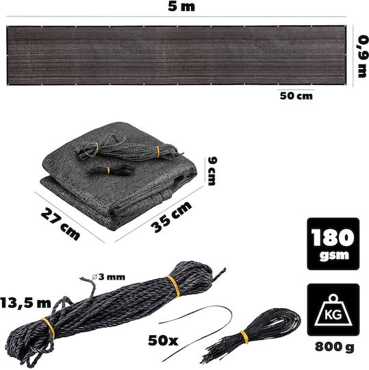 Kadax Black Shade Mesh Fabric 0.9x5m 180gr/m²