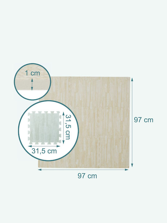 Relaxdays Puzzle de Podea pentru Copii cu Aspect de Lemn 9 Piese