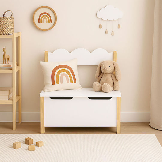 Relaxdays Cutie Depozitare Jucării Din Țesătură Albă 60x25x60cm