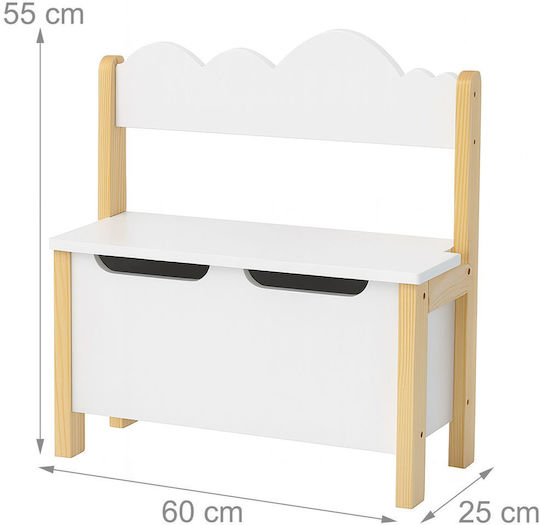 Relaxdays Cutie Depozitare Jucării Din Țesătură Albă 60x25x60cm