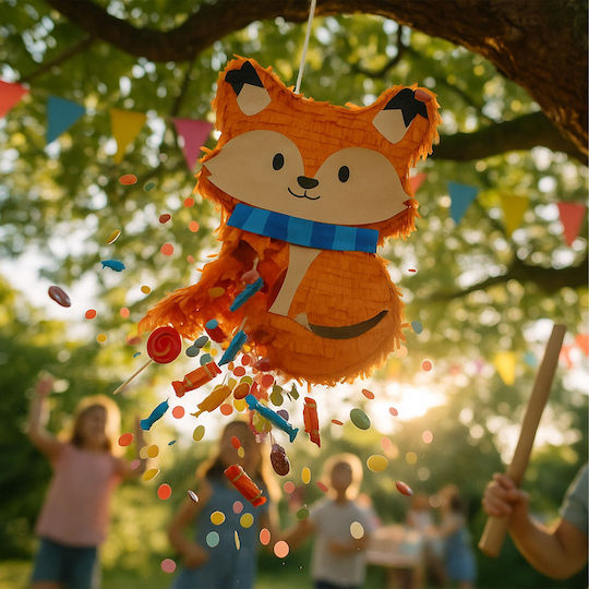 Relaxdays Fox Pinata Set Stick Mask Multicolor 45x31x9 Cm