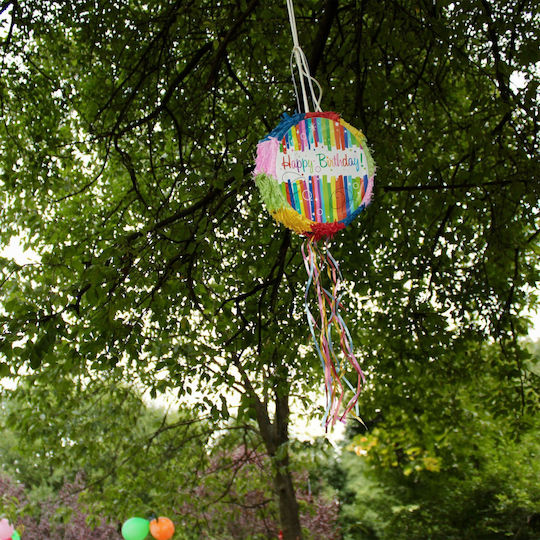 Relaxdays Pinata Happy Birthday Blue Green Red 32x9x32 Cm