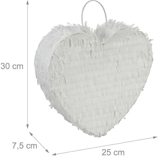 Mini Pinata Relaxdays White Heart 30x7.5x25 Cm Party Accessories