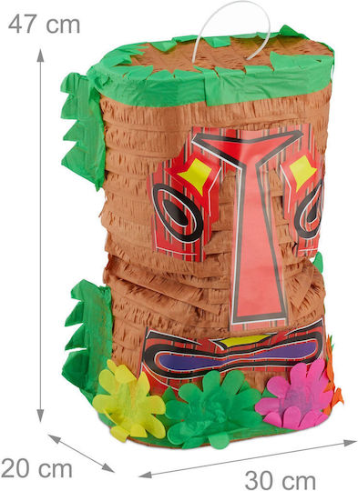 Relaxdays Tiki Piñata Mehrfarbig 47x30x20cm Partys