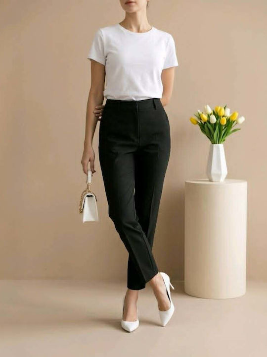 Damen Chino Hose in Slim Passform Schwarz