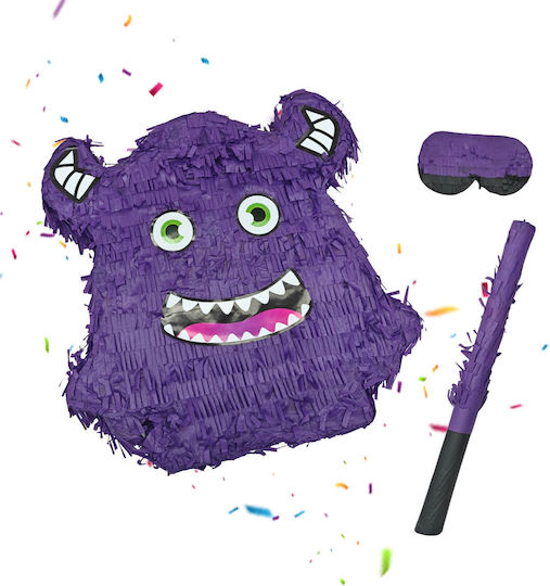 Monster Party Pinata Set Relaxdays 40x35x9 Cm Purple Includes Bat Mask