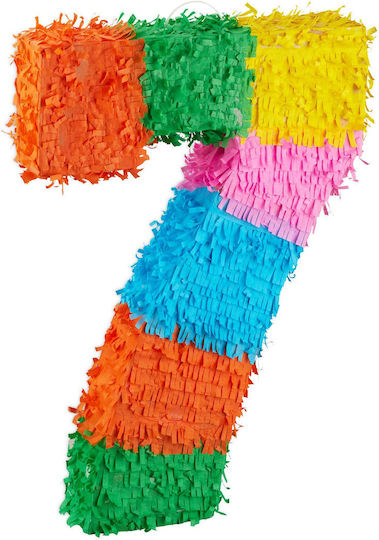 Relaxdays Pinata Numărată De Ziua De Naștere Galben Albastru Deschis/Roz 50.5x7.5x35.5 Cm