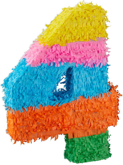 Relaxdays Pinata De Ziua De Naștere Numerotată Galben Verde Albastru Deschis 50.5x7.5x35.5 Cm