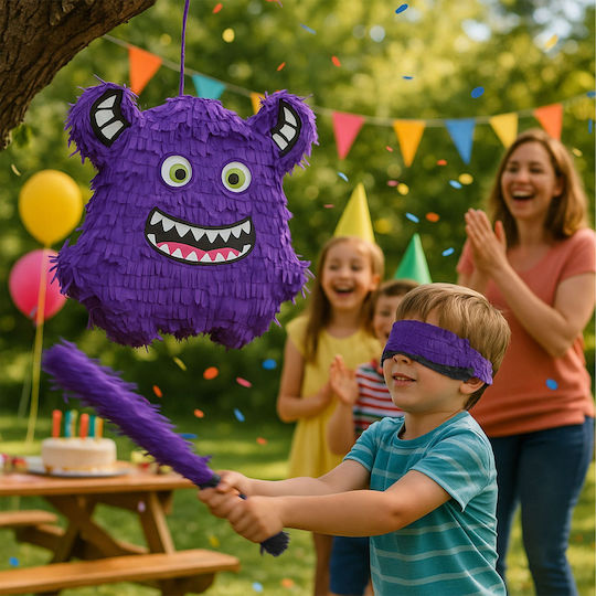 Monster Party Pinata Set Relaxdays 40x35x9 Cm Purple Includes Bat Mask