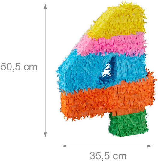 Relaxdays Pinata De Ziua De Naștere Numerotată Galben Verde Albastru Deschis 50.5x7.5x35.5 Cm