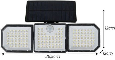 Lampa Solară de Perete 5W 500lm cu Senzor de Mișcare și Telecomandă IP65 26.5x12x12cm
