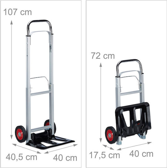 Relaxdays Cărucior de Transport Pliabil pentru Sarcină de până la 200 kg în Culoare Gri