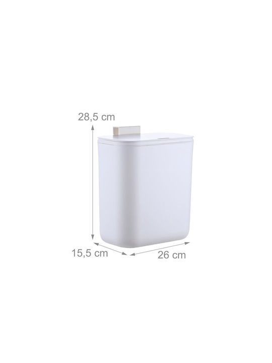 Relaxdays Coș de Gunoi Plastic Alb 9l