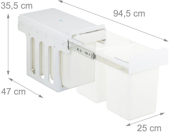 Relaxdays Coș de Gunoi Plastic Alb 15l
