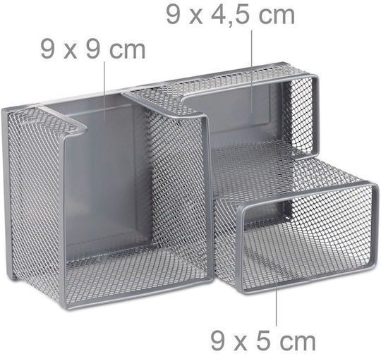 Relaxdays Schreibtischorganisator Notizbox Silber 10x9,5x18,5 cm