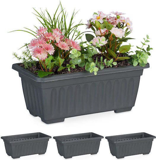 Relaxdays Vaze Pentru Plante Din Plastic Gri 4 Bucți Relaxdays Vaze Pentru Plante Din Plastic Gri 4 Bucți