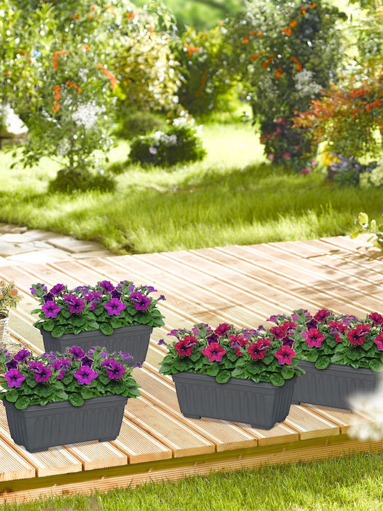 Relaxdays Vaze Pentru Plante Din Plastic Gri 14x34x18.5cm Set 4 Bucăți