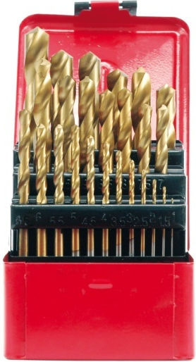 Sthor Set 25 HSS Titanium Drills with Cylindrical Shank for Metal