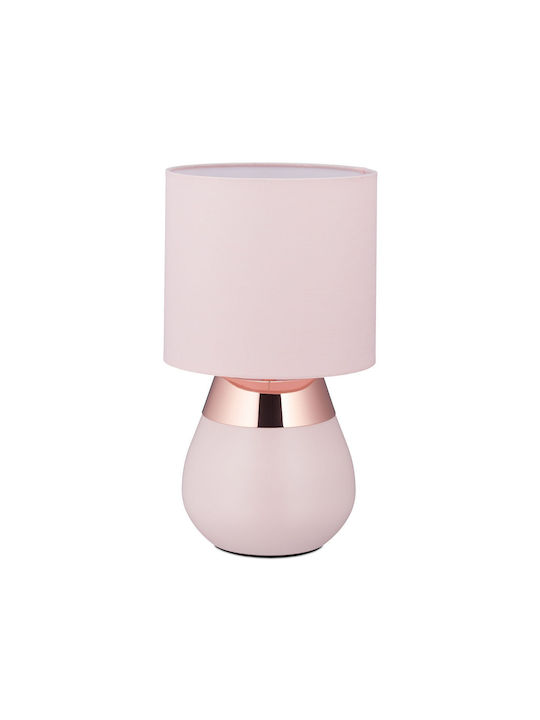 Relaxdays Lampa de Masă Textilă pentru Soclu E14 cu Abajur Roz și Bază