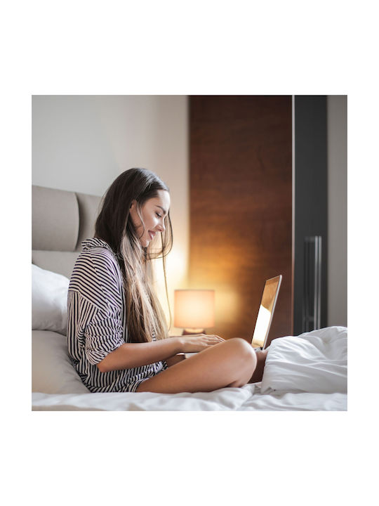 Relaxdays Lampa de Masă Textilă pentru Soclu E14 cu Abajur Roz și Bază