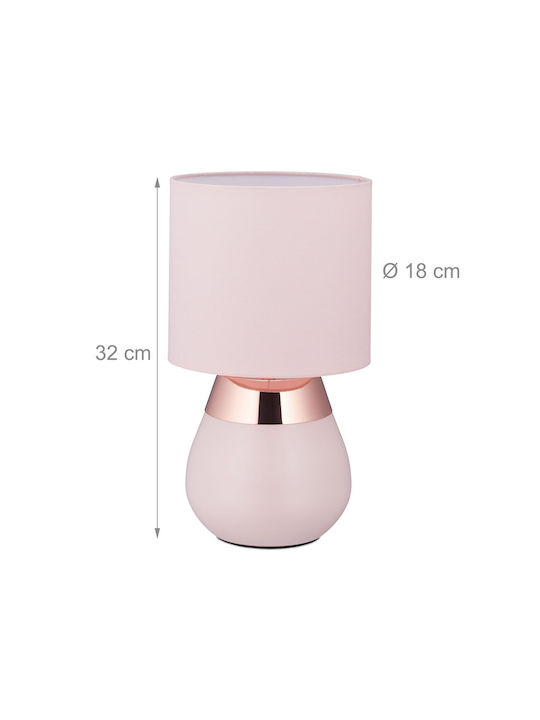 Relaxdays Lampa de Masă Textilă pentru Soclu E14 cu Abajur Roz și Bază