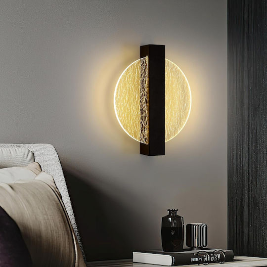Aplica de Perete Modernă cu LED Integrat și Comutator Neagră 25x20cm