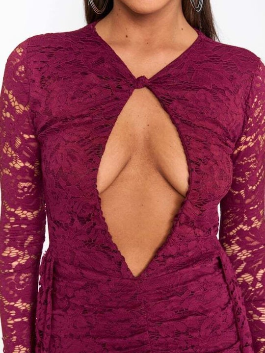 Mini Abendkleid Mit Spitze Burgundisch