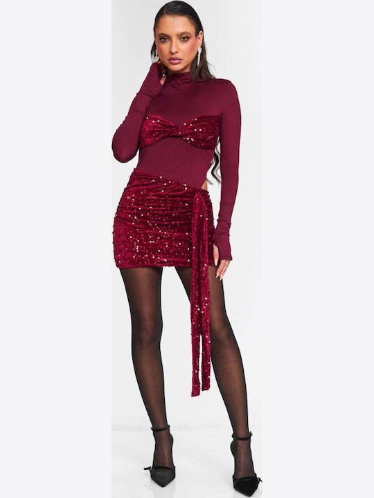 Mini Evening Dress Burgundy