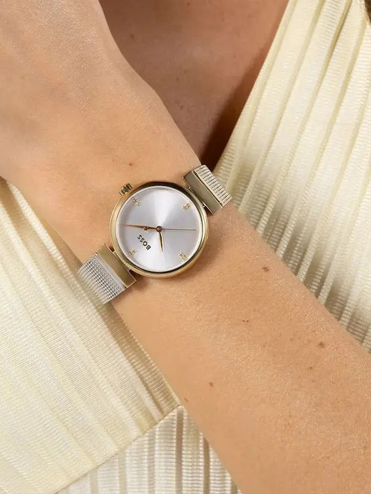 Boss Rosehill Γυναικείο Ρολόι 32mm Μπαταρίας με Ασημί Μεταλλικό Μπρασελέ