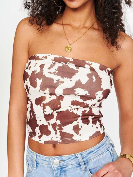 Γυναικείο Crop Top Animal Print Καφε