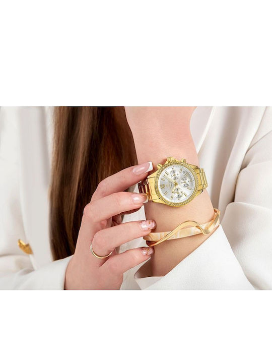 Giewont Womens Chronograph Battery Watch With Gold Metal Bracelet