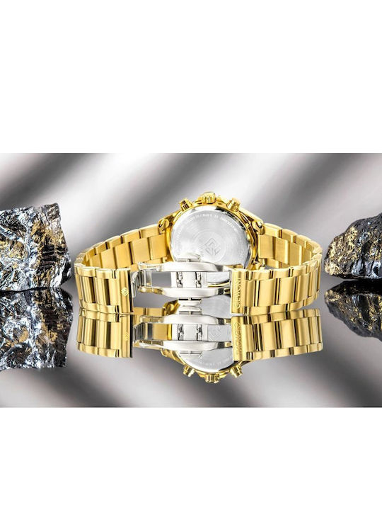 Giewont Womens Chronograph Battery Watch With Gold Metal Bracelet