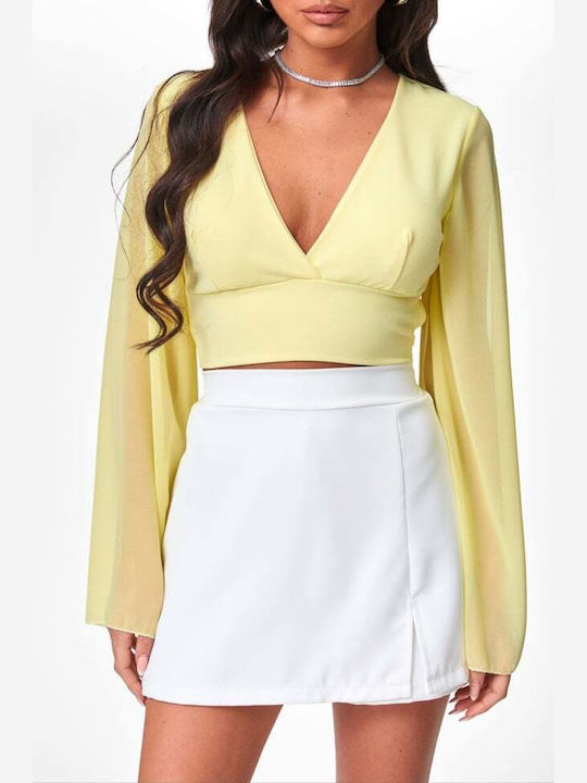 Women's Blouses Crop Top Yellow