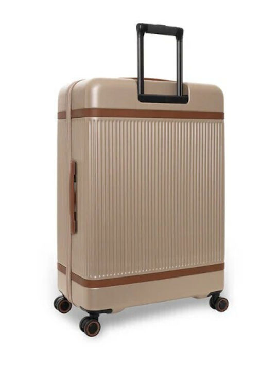 The Chesterfield Brand Large Hard Travel Suitcase Champagne with 4 Wheels Height 75cm