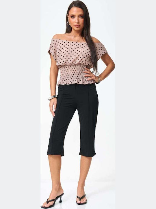 Damen Bluse Polka Dot Braun