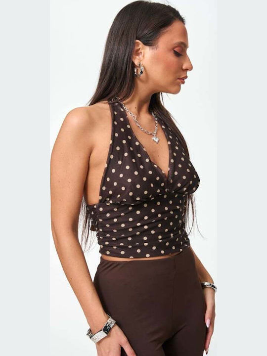 Women's Blouse Polka Dot Brown Dark