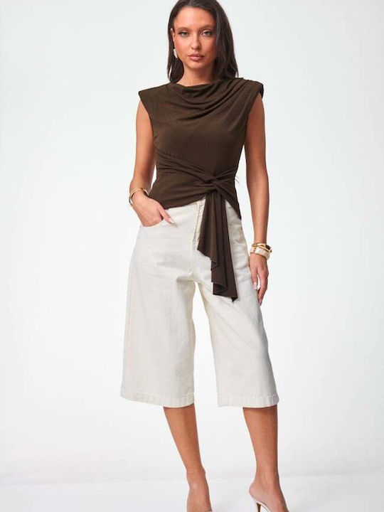 Women's Sleeveless Top Dark Brown