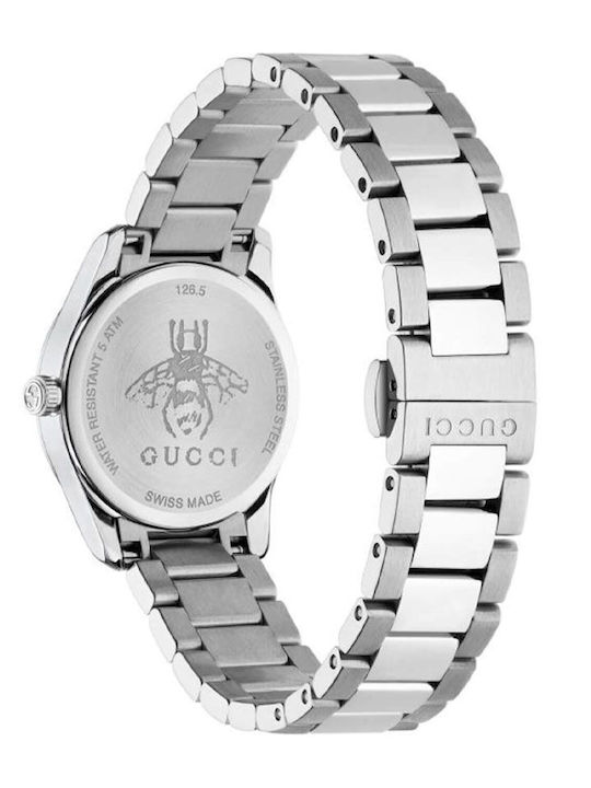 Gucci Γυναικείο Ρολόι 27mm Μπαταρίας με Ασημί Μεταλλικό Μπρασελέ
