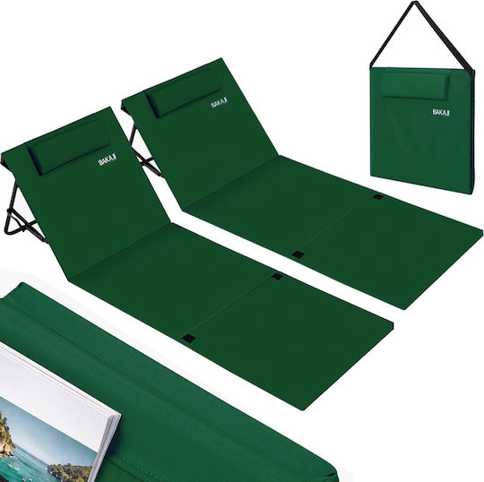 Bakaji Beach Lounger-Armchair with 5-Position Recline Green 160cm Set 2pcs