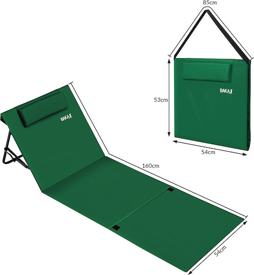 Bakaji Beach Lounger-Armchair with 5-Position Recline Green 160cm Set 2pcs
