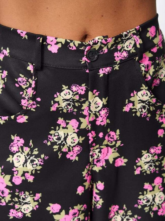 Women's Black Set with Floral Trousers