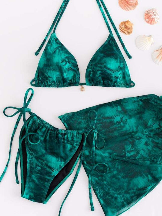 Set Bikini 3 Τεμαχίων Τριγωνάκι Πετρολ