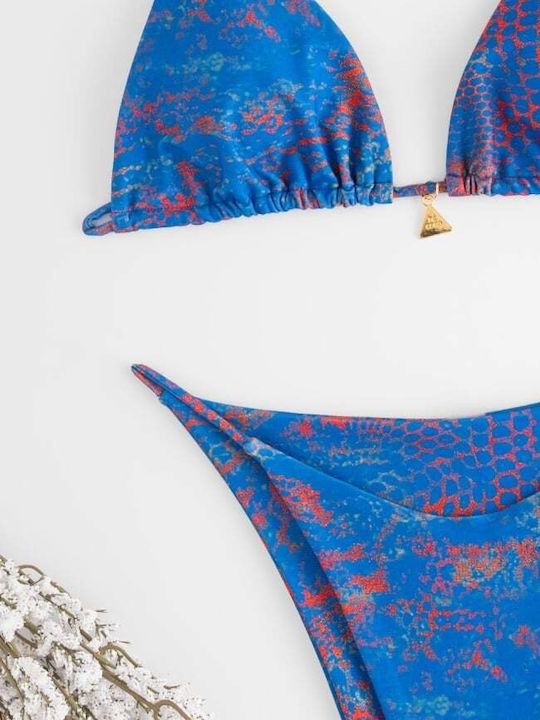 Bikini-Set 3 Stücke Dreieck Animal Print Blau