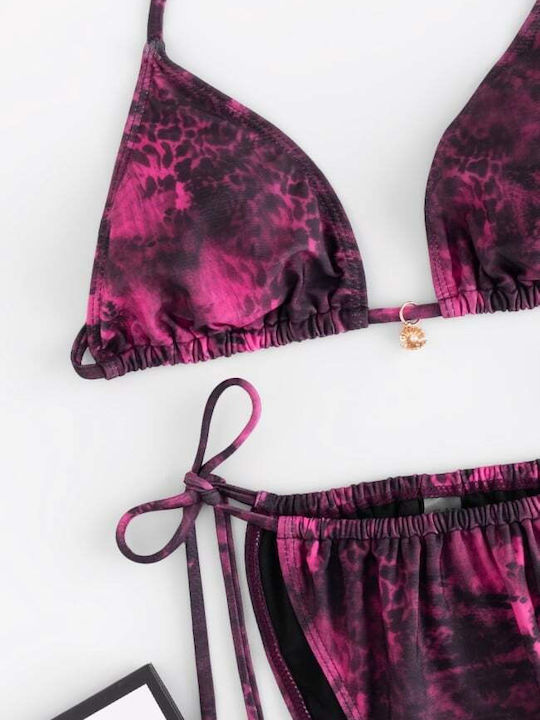 Set Bikini 3 Pieces Triangle Magenta
