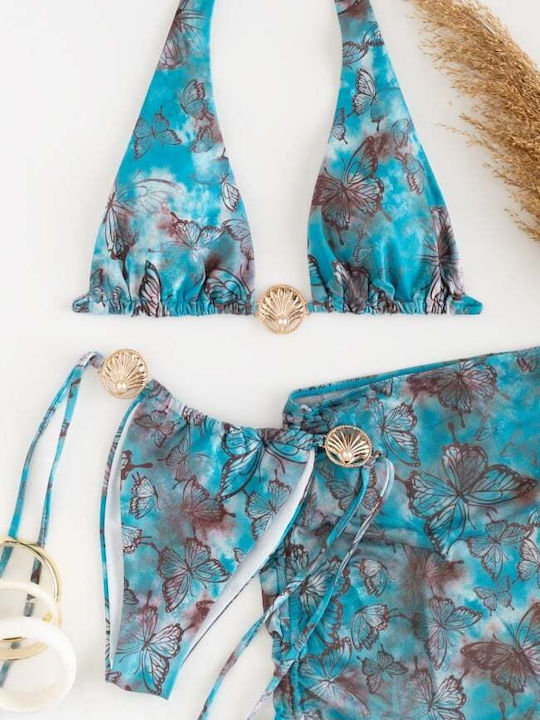 Set Bikini 3 Τεμαχίων Πετρολ