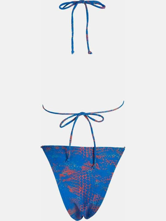 Bikini-Set 3 Stücke Dreieck Animal Print Blau
