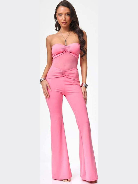 Women's Strapless Pink One-piece Jumpsuit