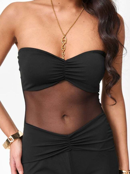 Γυναικεία Strapless Ολόσωμη Φόρμα Μαυρο
